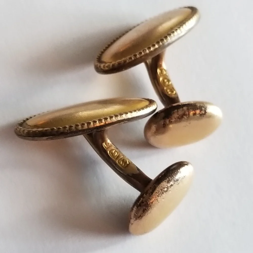 Antique cufflinks by W.G. Clark & Co gold tone Edwardian bean back WGC